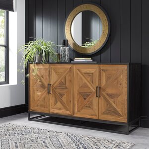 2003-15 INDUS RUSTIC OAK & PEPPERCORN WIDE SIDEBOARD