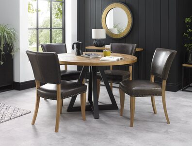 2003-9 INDUS RUSTIC OAK CIRCULAR DINING TABLE