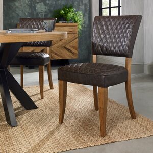 Logan Rustic Oak Uph Chair With Diamond Stitched Back & Seat - Old West Vintage (Pair)