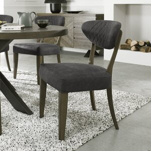 4015-09U-DGY MARGOT FUMED OAK UPH CHAIR - DARK GREY FABRIC (PAIR)