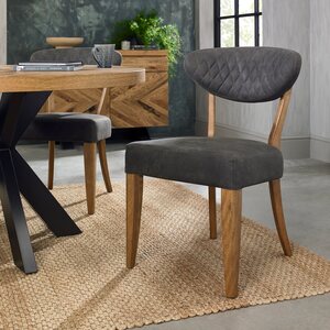Margot Rustic Oak Uph Chair - Dark Grey Fabric (Pair)
