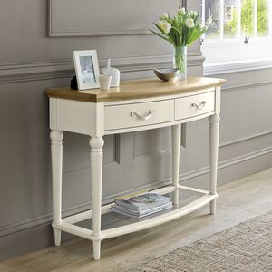 PALE OAK & ANTIQUE WHITE CONSOLE TABLE WITH DRAWERS