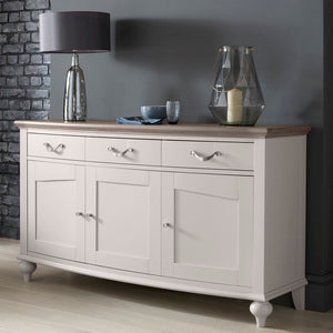Grey Washed Oak & Soft Grey Wide Sideboard