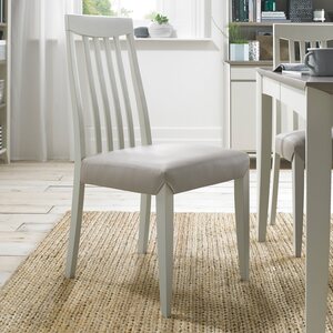 Grey Washed Slat Back Chair - Grey Bonded Leather (Pair)