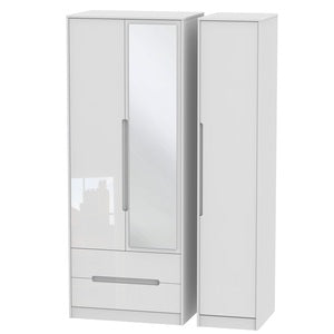 MON142 Tall Triple 2 Drawer Mirror Robe