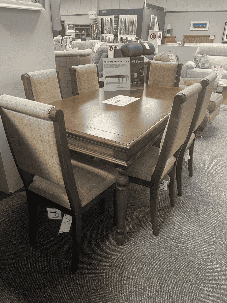Ex-Display Old Charm Extending Dining Table & 6 Chairs