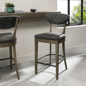 4015-09BSU-DGY MARGOT FUMED OAK UPH BARSTOOL - DARK GREY FABRIC (PAIR)