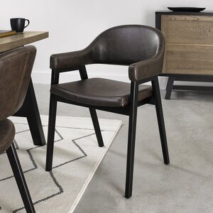 6048-09UA-OWV PEPPERCORN UPHOLSTERED ARM CHAIR - OLD WEST VINTAGE BONDED LEATHER (PAIR)