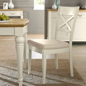 Antique White X Back Chair - Ivory Bonded Leather (Pair)