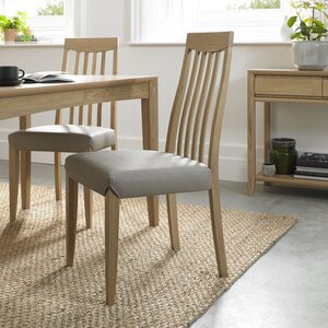 Oak Slat Back Chair - Grey Bonded Leather (Pair)