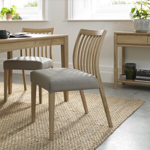 8101-09SLB-GR BERGEN OAK LOW SLAT BACK CHAIR - GREY BONDED LEATHER (PAIR)