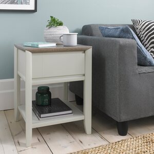 Grey Washed Oak & Soft Grey Lamp Table With Drawer