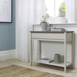 Grey Washed Oak & Soft Grey Console Table With Drawer