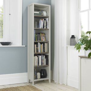 Grey Washed Oak & Soft Grey Narrow Bookcase