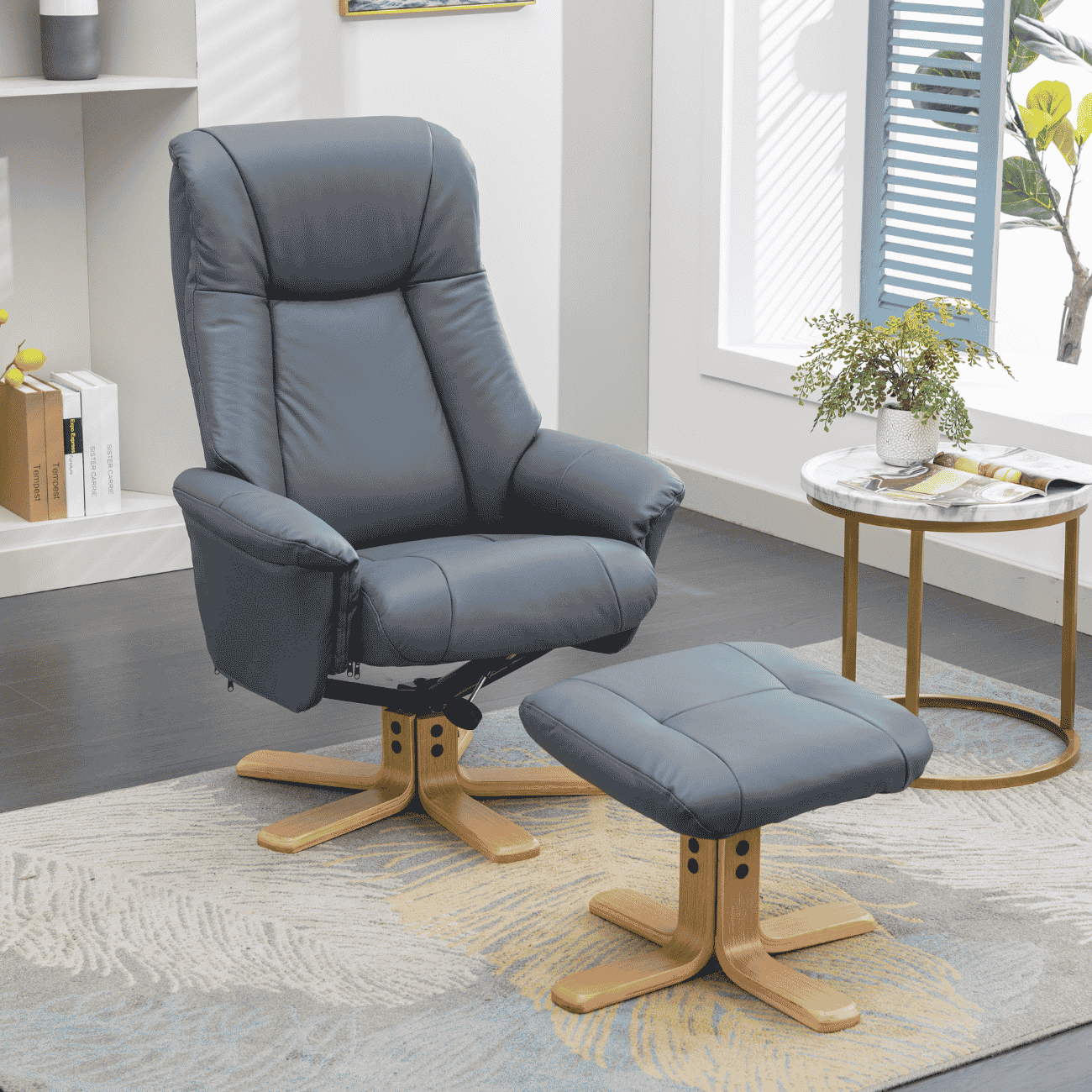 Healey Swivel Recliner and stool