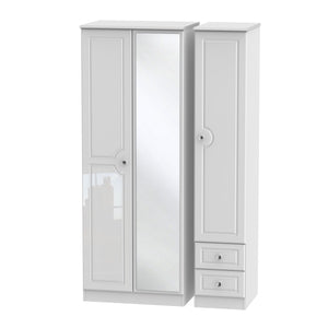 BAL167 Tall Triple Mirror + Drawer Robe