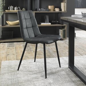 H1010-09-FGY Pair of Chairs Dark Grey Faux Leather