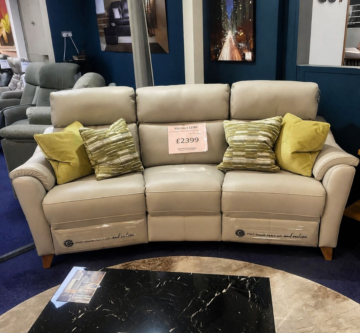 Ex-Display Hurst Large Leather Sofa